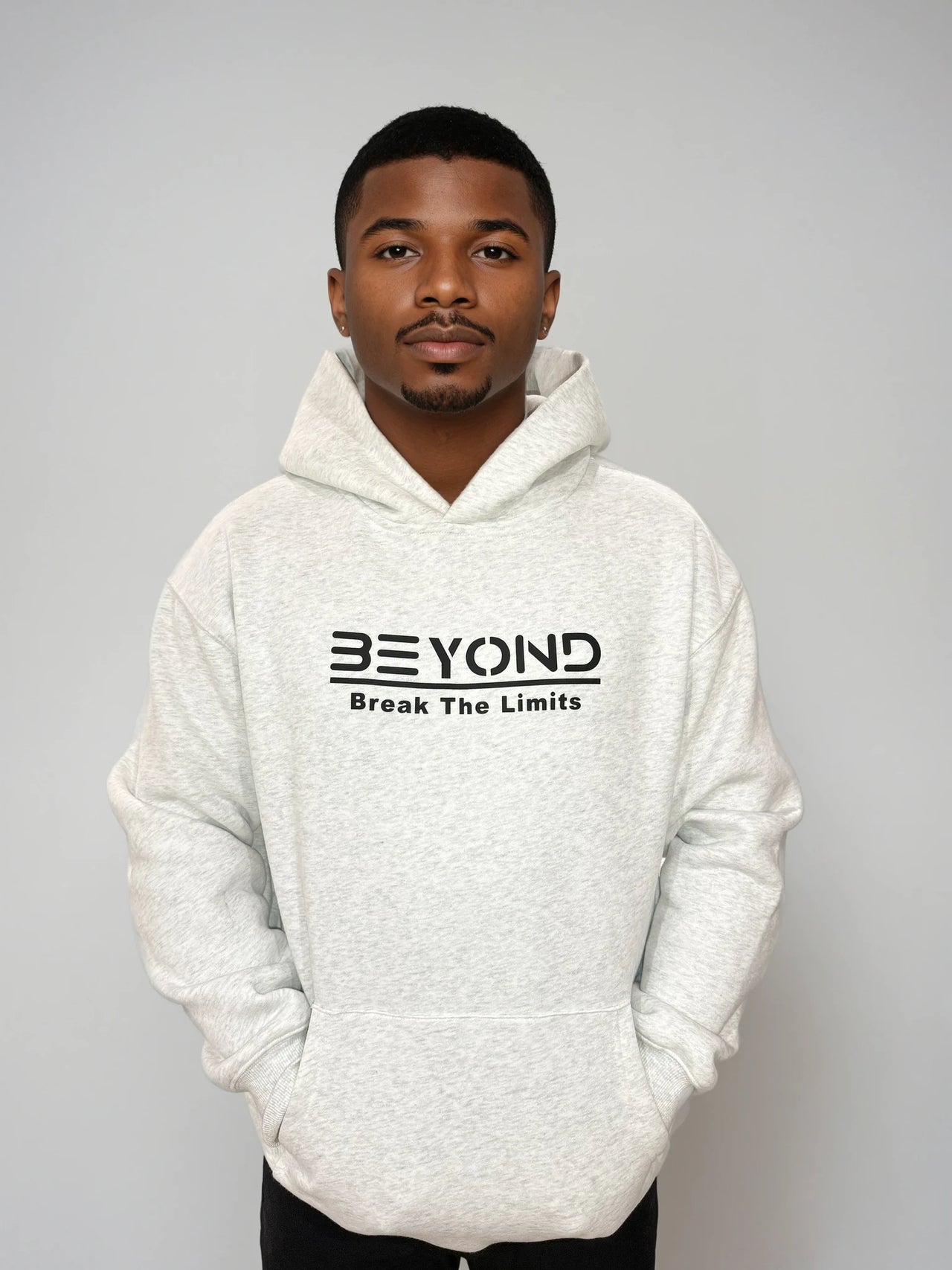 Beyond Elite Hoodie Storm Grey - Front view premium streetwear
