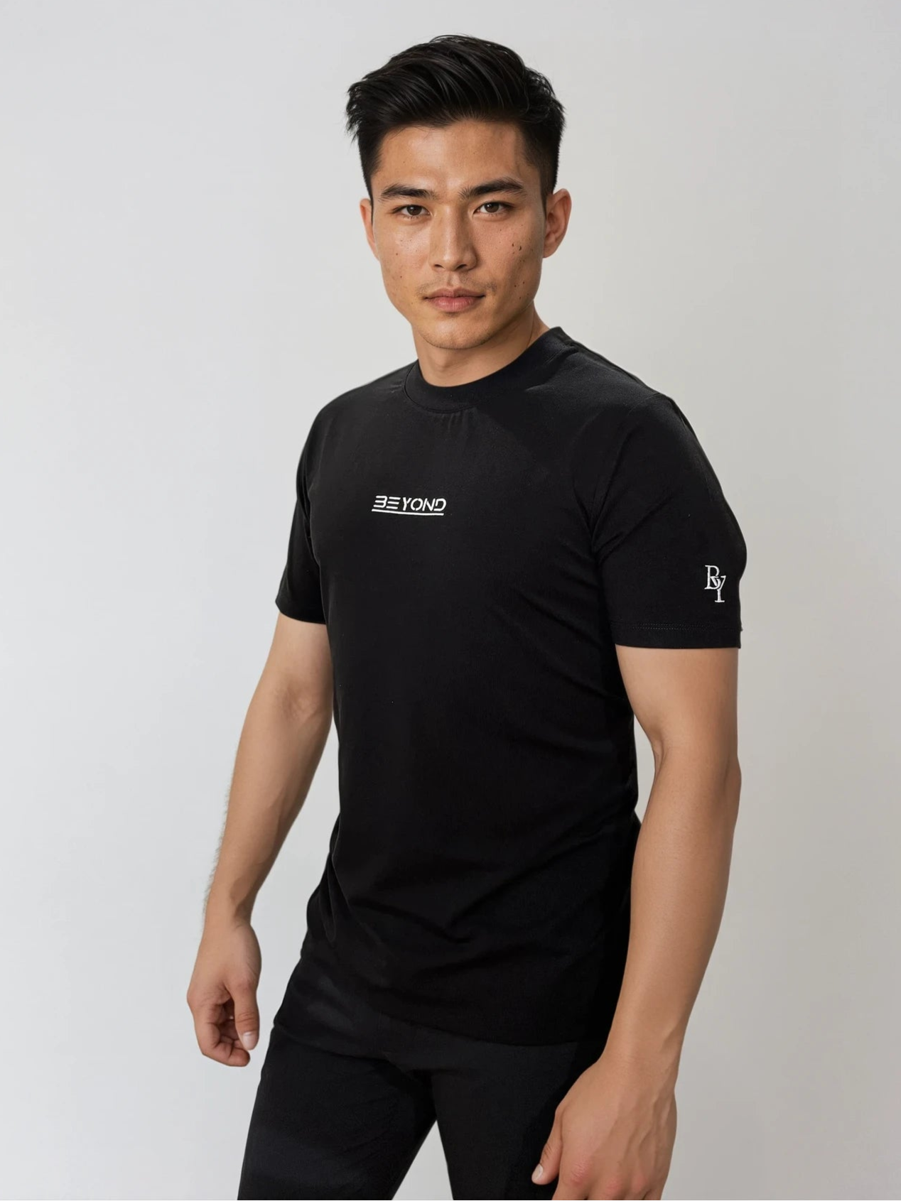 Performance Tee Phantom Black - Side view premium fit